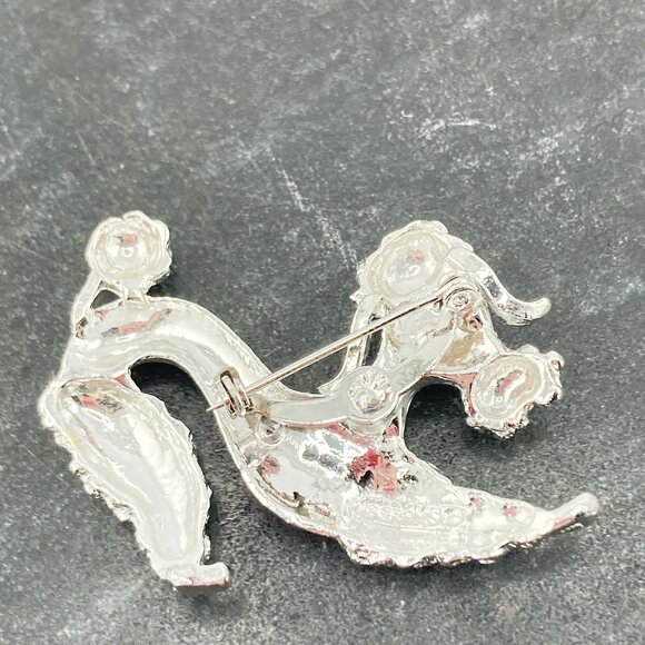 GERRY'S Vintage silver tone poodle brooch with blue rhinestone eyes ~ 1950s pin - Picture 6 of 7